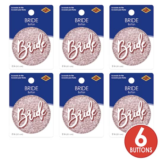 Beistle 2" Sparkle Bride Buttons